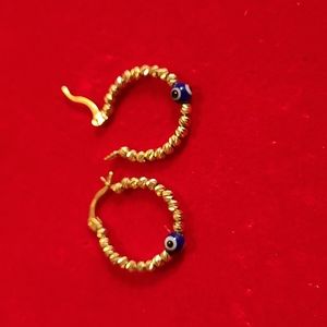 14k gold (100% real) beaded design with blue Turkish eye